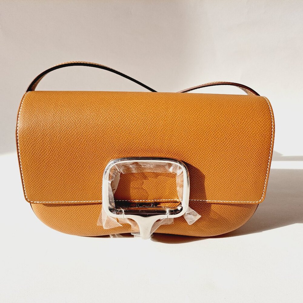 NEW Hermès Gold Della Cavalleria Elan Epsom Calfskin Bag Silver Hardware
